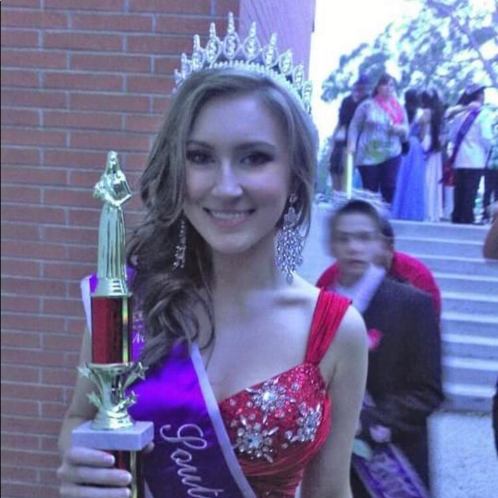 Red Gown with Rhinestones